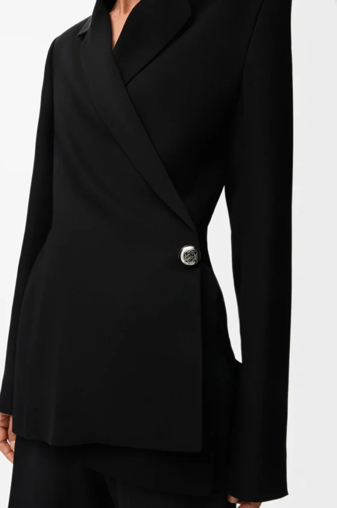 Veste en viscose mélangée stretch, couleur noir