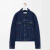 Veste hybride en denim et cuir de veau nappa Denim brut Veste hybride en denim et cuir de veau nappa Denim brut