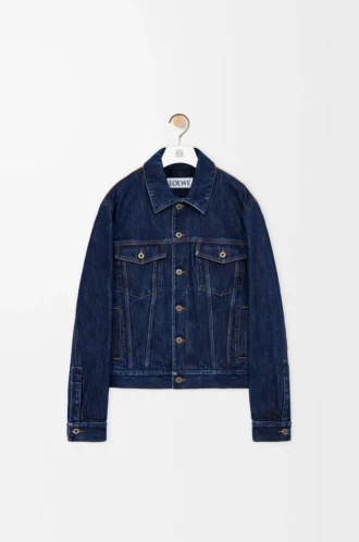 Veste hybride en denim et cuir de veau nappa Denim brut