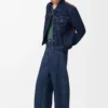 Veste hybride en denim et cuir de veau nappa Denim brut Veste hybride en denim et cuir de veau nappa Denim brut