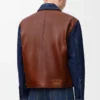 Veste hybride en denim et cuir de veau nappa Denim brut Veste hybride en denim et cuir de veau nappa Denim brut