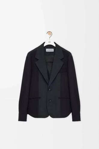 Veste hybride en laine bleu marine/gris