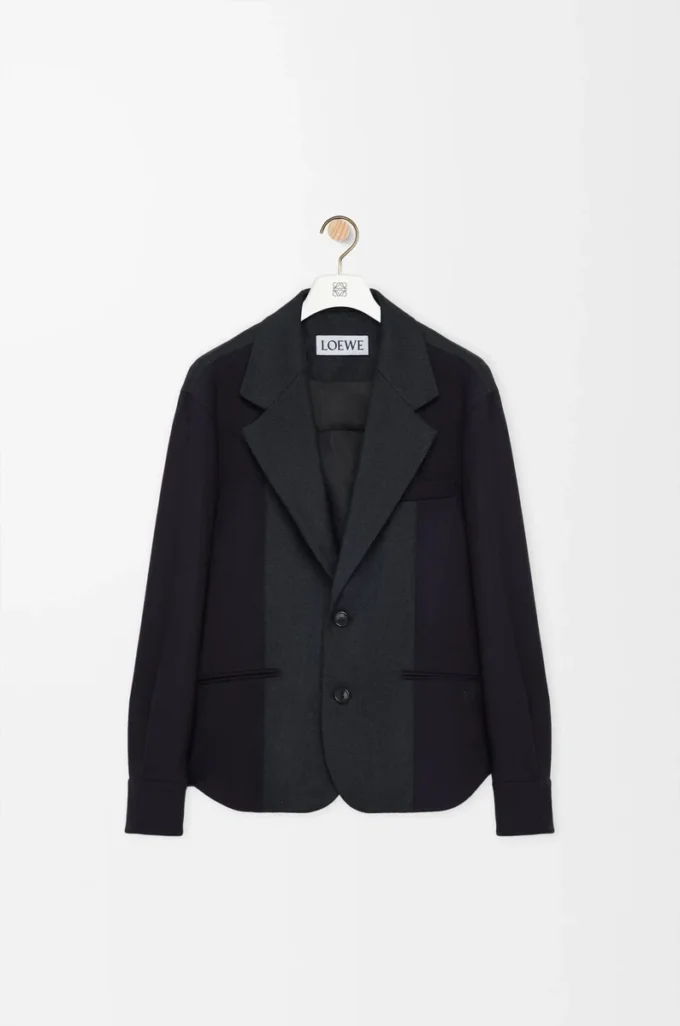 Veste hybride en laine bleu marine/gris Veste hybride en laine bleu marine/gris