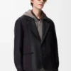 Veste hybride en laine bleu marine/gris Veste hybride en laine bleu marine/gris