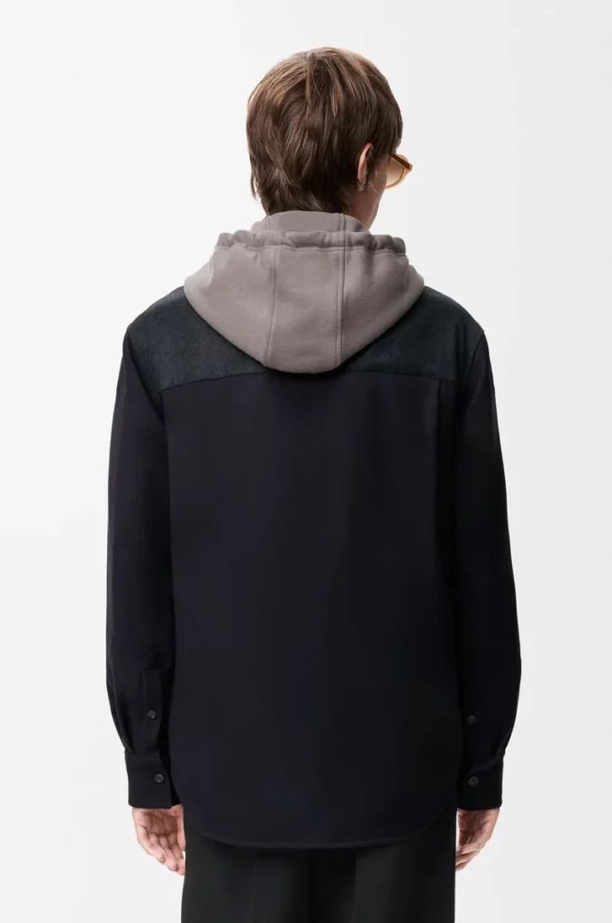 Veste hybride en laine bleu marine/gris Veste hybride en laine bleu marine/gris