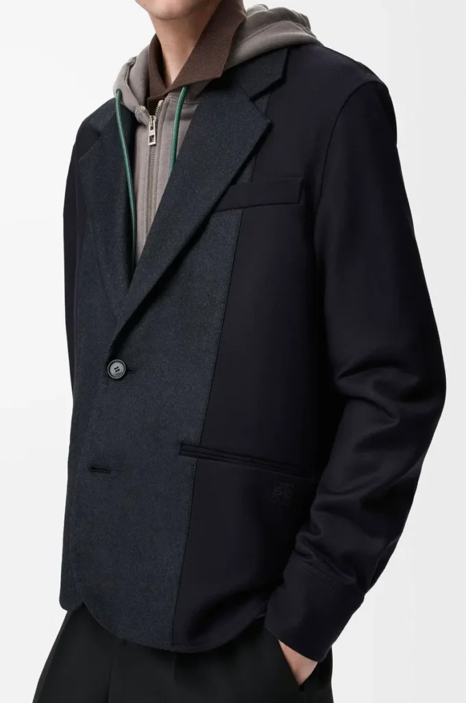 Veste hybride en laine bleu marine/gris Veste hybride en laine bleu marine/gris