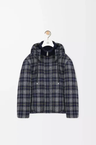 Veste matelassée en laine bleu marine foncé