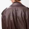 Veste motard ballon en cuir d’agneau nappa Marron foncé Veste motard ballon en cuir d’agneau nappa Marron foncé