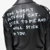 Veste motard en cuir d’agneau nappa Noir Veste motard en cuir d’agneau nappa Noir