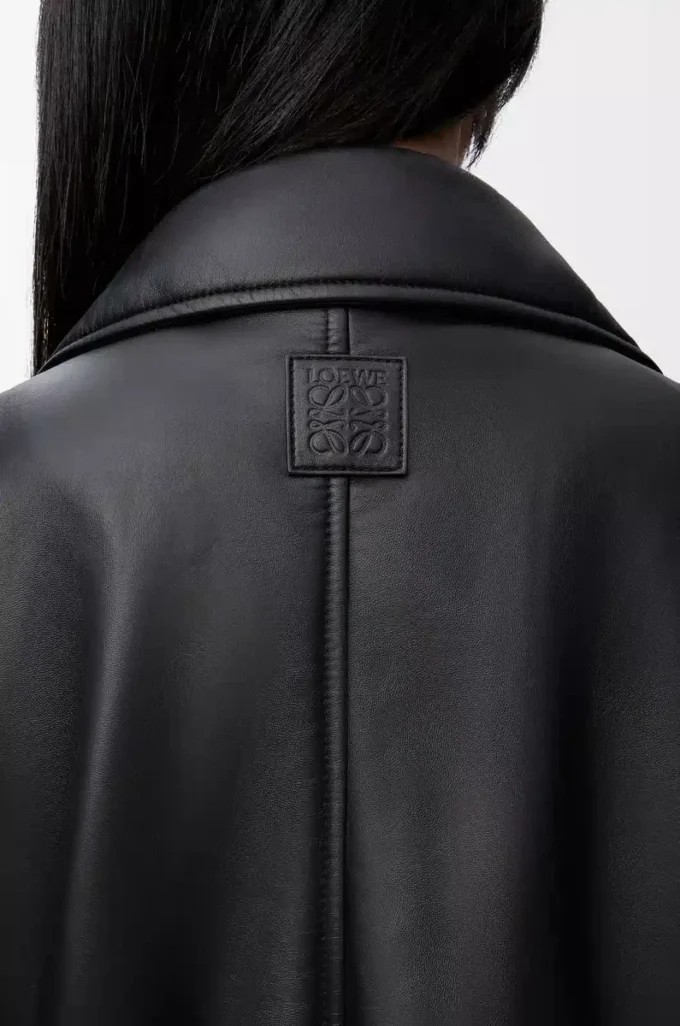Veste motard en cuir d&rsquo;agneau nappa Noir