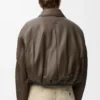 Veste motard en cuir d&rsquo;agneau nappa vert kaki