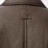Veste motard en cuir d&rsquo;agneau nappa vert kaki