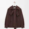 Veste à nœud en cuir de chèvre suédé Marron