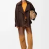 Veste à nœud en cuir de chèvre suédé Marron