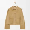 Veste à revers en cuir d&rsquo;agneau suédé doré