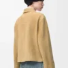 Veste à revers en cuir d&rsquo;agneau suédé doré