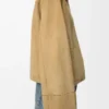 Veste à revers en cuir d&rsquo;agneau suédé doré