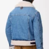 Veste trucker en denim et peau de mouton bleu denim
