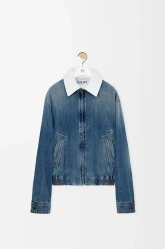 Veste zippée en denim bleu