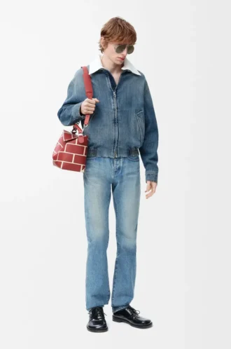 Veste zippée en denim bleu
