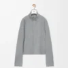 Veste zippée en laine gris clair