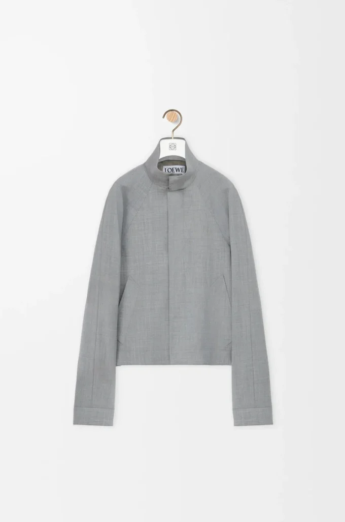 Veste zippée en laine gris clair