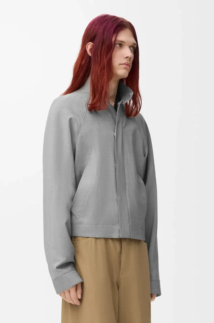 Veste zippée en laine gris clair