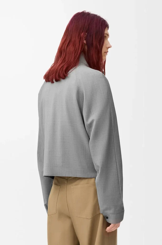 Veste zippée en laine gris clair